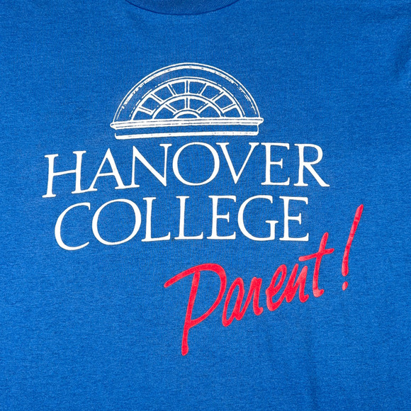 Vintage Hanover College Shirt Adult LARGE Blue Parent Family Indiana USA 80s - Picture 2 of 6